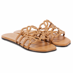 - LOEWE Petal Anagram slide in soft calfskin Camel