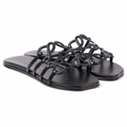 LOEWE Petal Anagram slide in soft calfskin black